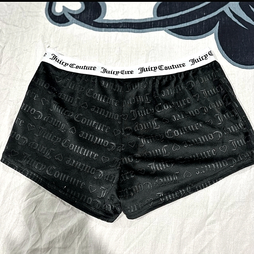 Juicy Couture Black Velvet Velour Sleep Shorts